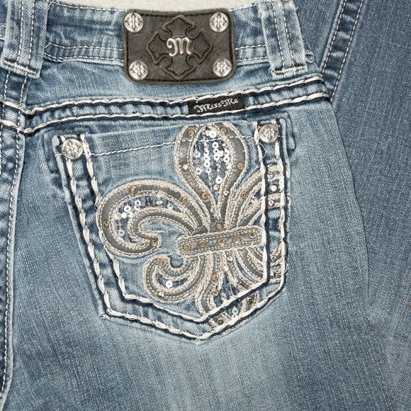 Miss Me Easy Boot Jeans Womens 29 Western Bling Embellished Buckle Exclusive - Picture 3 of 12